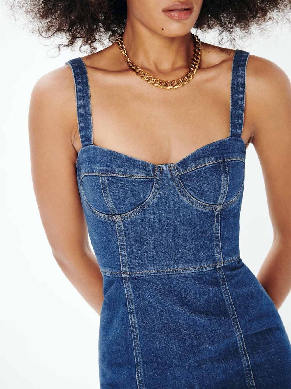 Reformation Nikki Denim Bustier Dress
